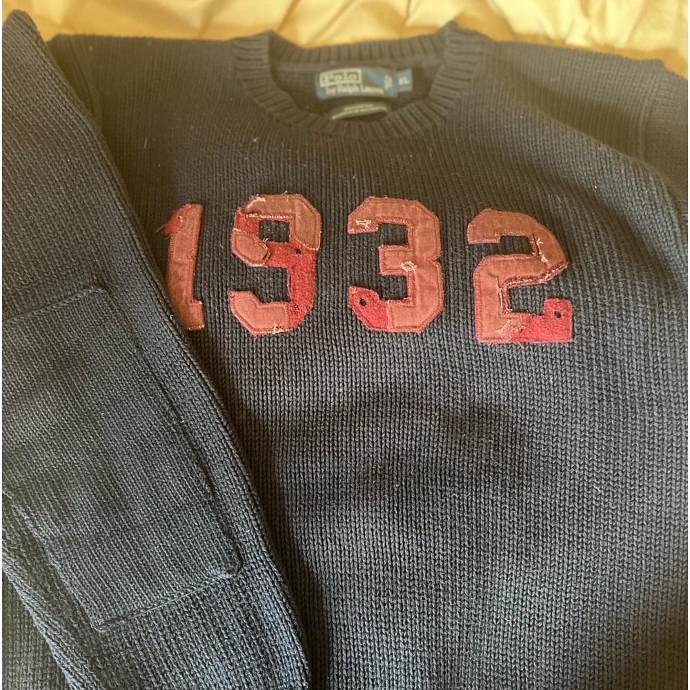 VINTAGE POLO RALPH LAUREN “1932” KNIT SWEATER: SZ: XL